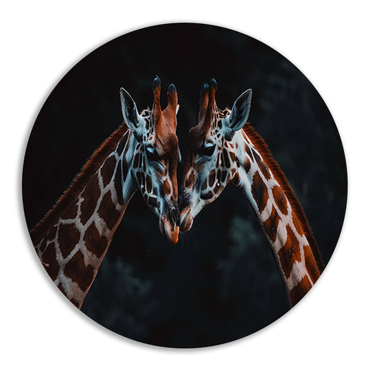 Twee giraffen in een intiem moment forex muurcirkel
