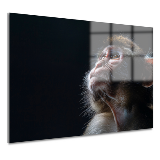 Reflecterende aap in donkere achtergrond acrylglas