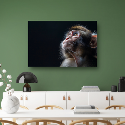 Reflecterende aap in donkere achtergrond canvas