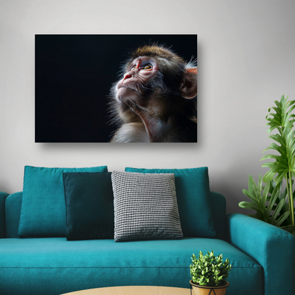 Reflecterende aap in donkere achtergrond canvas