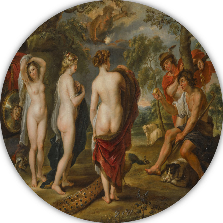 Het oordeel van Parijs - Peter Paul Rubens aluminium muurcirkel