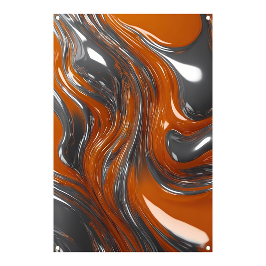 Energieke Abstractie in Oranje en Zilver tuinposter