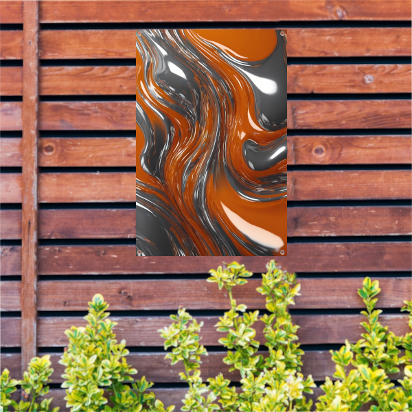 Energieke Abstractie in Oranje en Zilver tuinposter