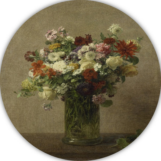 Stilleven met bloemen - Henri Fantin-Latour aluminium muurcirkel