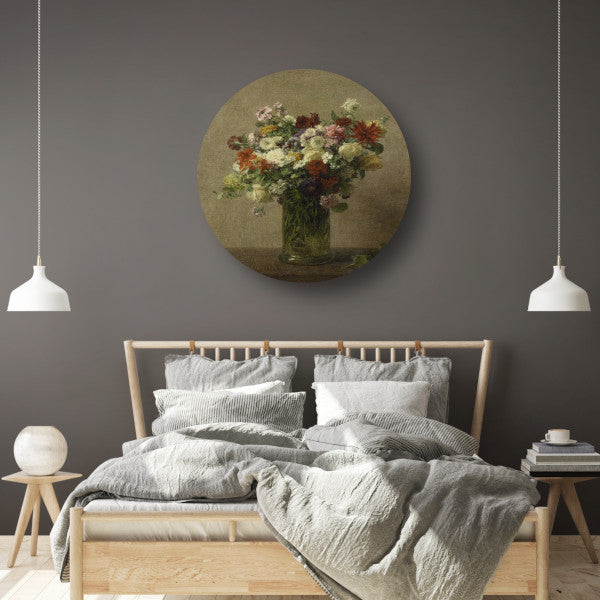 Stilleven met bloemen - Henri Fantin-Latour aluminium muurcirkel