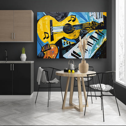 Abstracte muzikale vormen en kleuren canvas