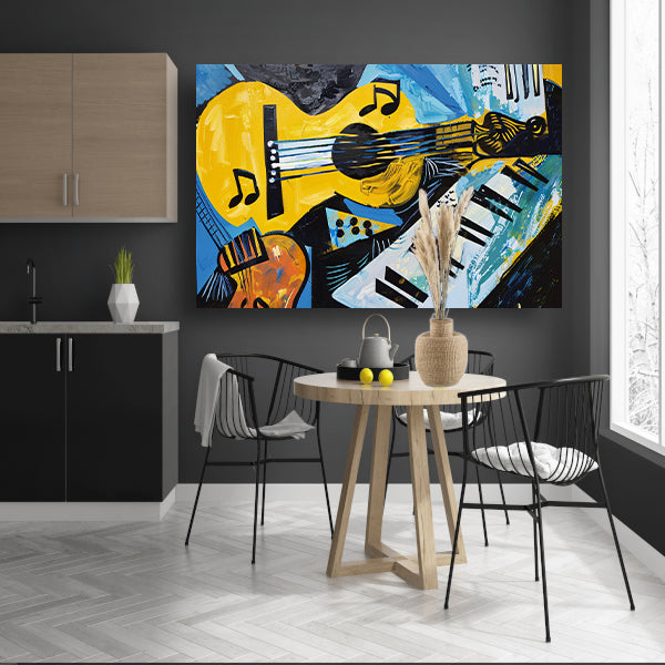 Abstracte muzikale vormen en kleuren   poster