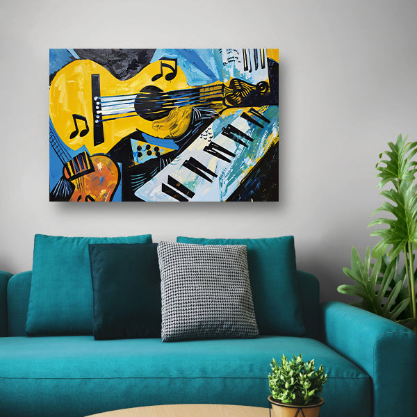 Abstracte muzikale vormen en kleuren   poster