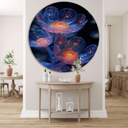 Bioluminescente Bloemen in Digitale Kunst forex muurcirkel