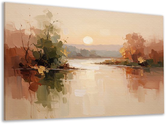 Abstracte zonsondergang in aardekleuren canvas
