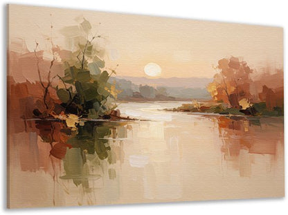 Abstracte zonsondergang in aardekleuren canvas