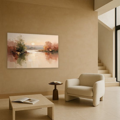 Abstracte zonsondergang in aardekleuren canvas