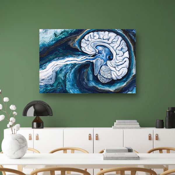 Surrealistisch Brein in Water canvas met baklijst