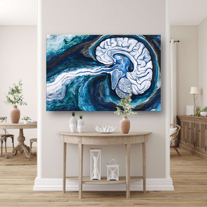 Surrealistisch Brein in Water canvas met baklijst