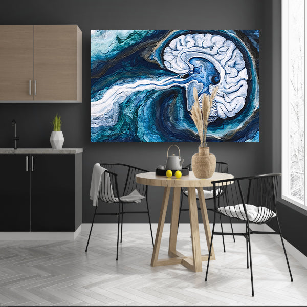 Surrealistisch Brein in Water canvas met baklijst