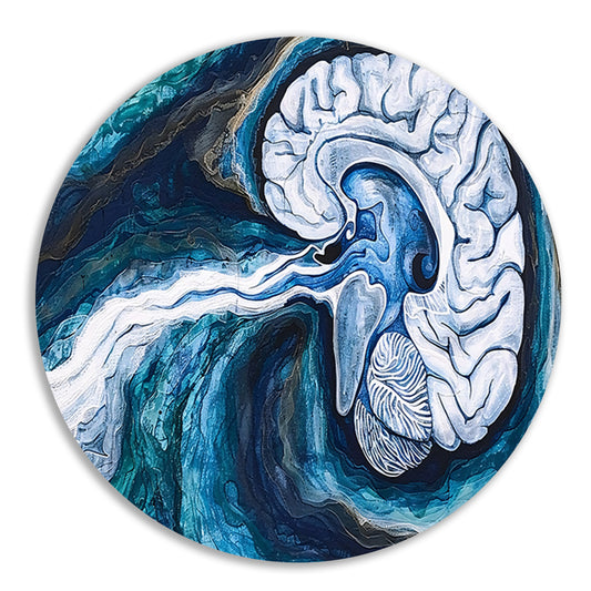 Surrealistisch Brein in Water aluminium muurcirkel