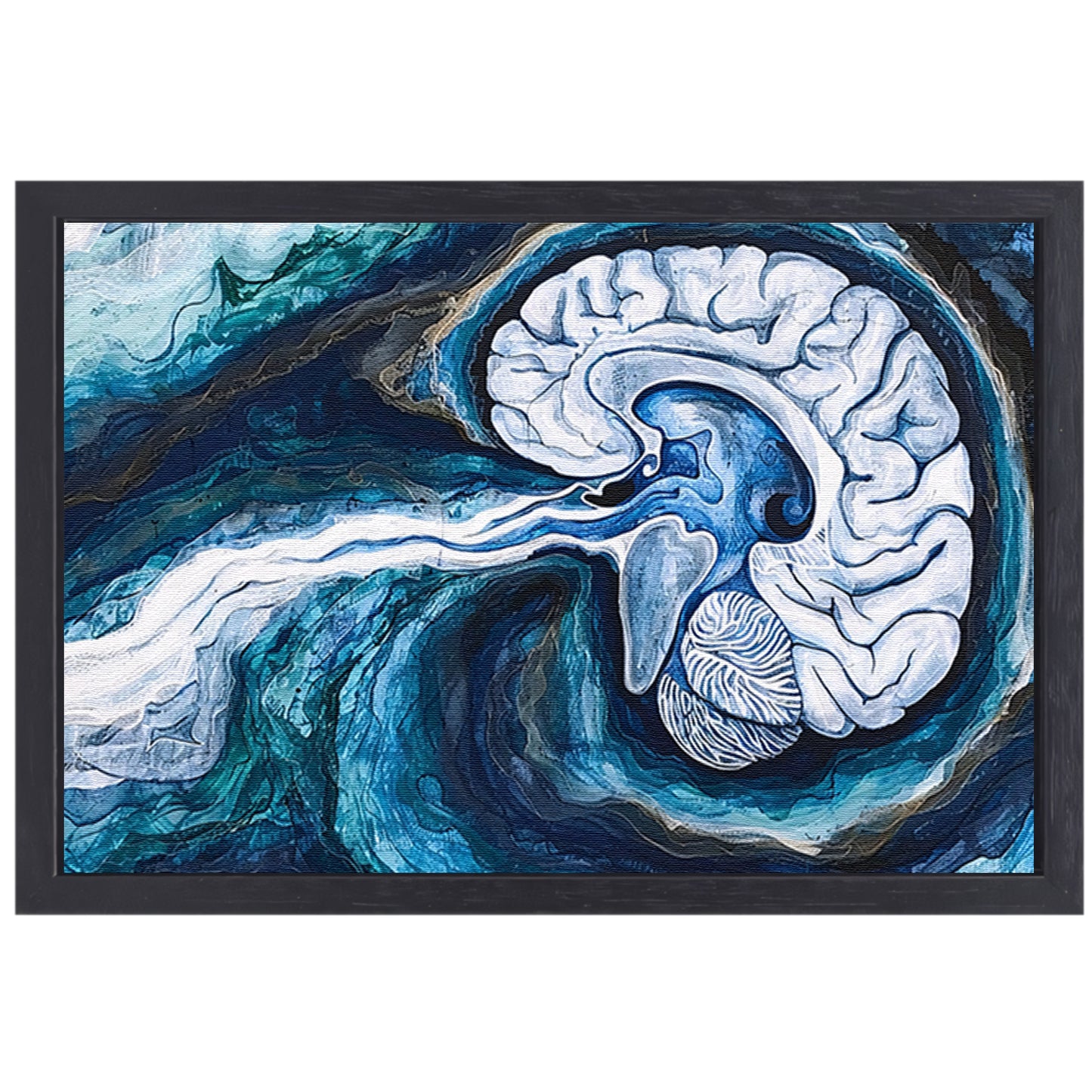 Surrealistisch Brein in Water canvas met baklijst