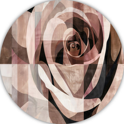 Sepia Abstractie van een Geometrische Roos aluminium muurcirkel