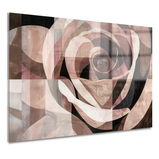 Sepia Abstractie van een Geometrische Roos acrylglas