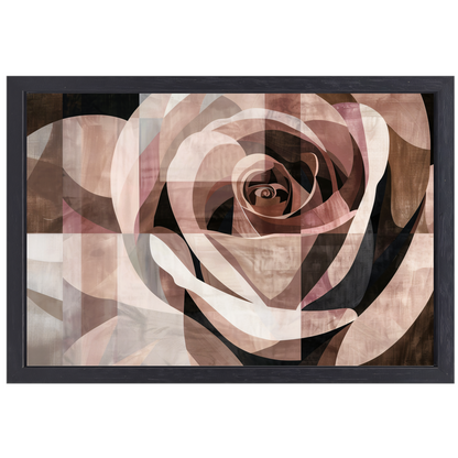 Sepia Abstractie van een Geometrische Roos canvas met baklijst