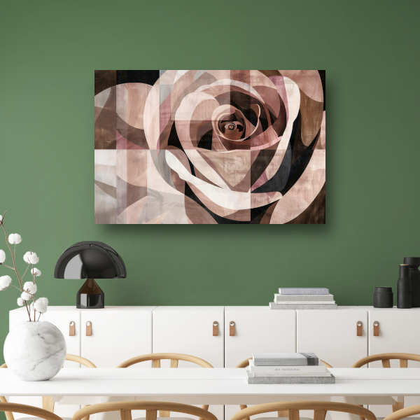 Sepia Abstractie van een Geometrische Roos poster