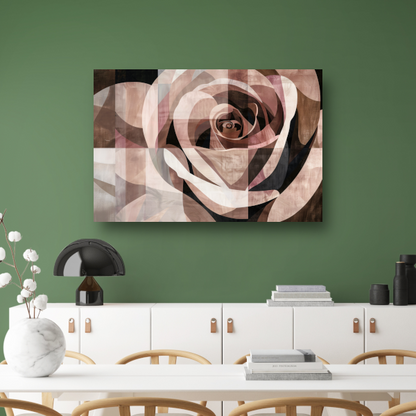 Sepia Abstractie van een Geometrische Roos poster
