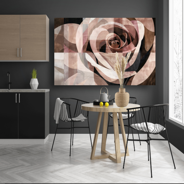 Sepia Abstractie van een Geometrische Roos poster