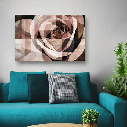 Sepia Abstractie van een Geometrische Roos poster