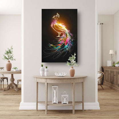 Abstracte Dans van Kleurrijke Pauwlijnen acrylglas