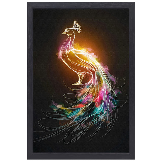 Abstracte Dans van Kleurrijke Pauwlijnen canvas met baklijst