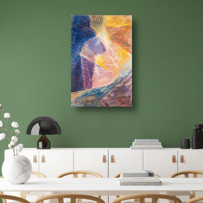 Kleurrijk abstract schilderij van berglandschap canvas
