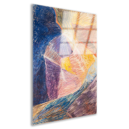 Kleurrijk abstract schilderij van berglandschap acrylglas