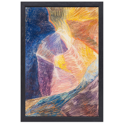 Kleurrijk abstract schilderij van berglandschap canvas met baklijst