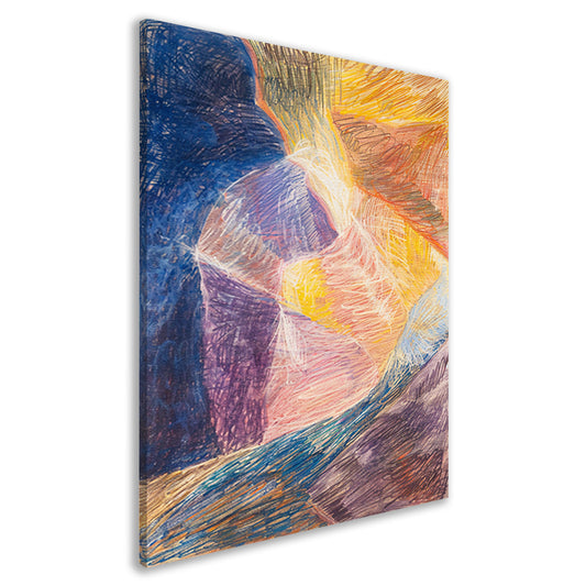 Kleurrijk abstract schilderij van berglandschap canvas