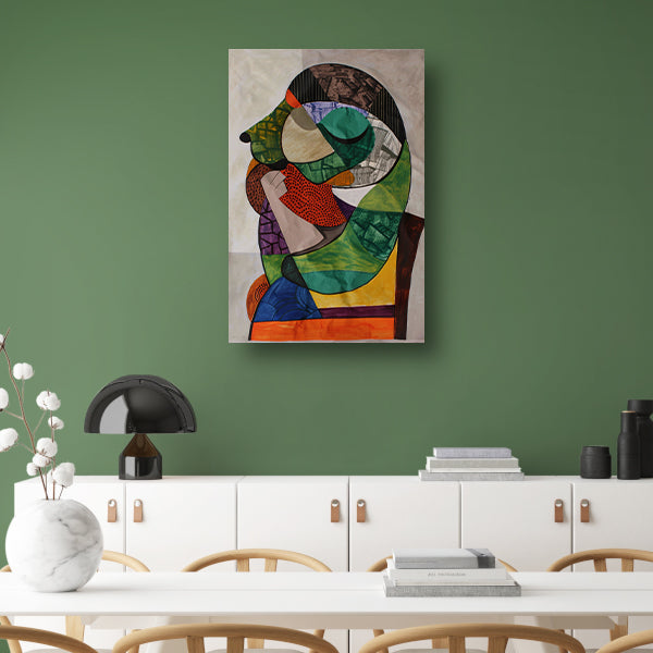Abstract Kubistisch Portret in Levendige Kleuren poster