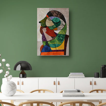 Abstract Kubistisch Portret in Levendige Kleuren poster