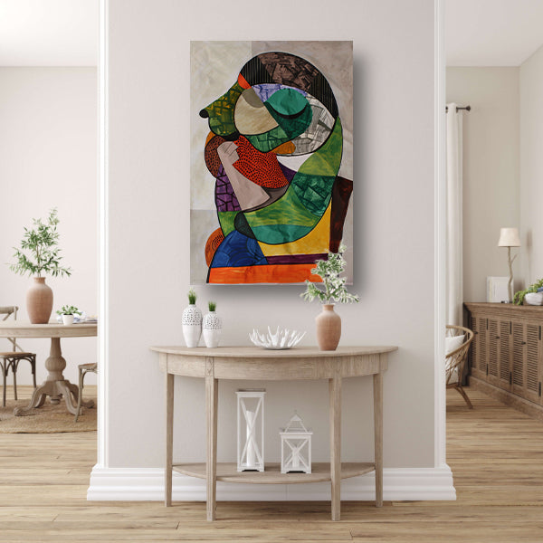 Abstract Kubistisch Portret in Levendige Kleuren poster