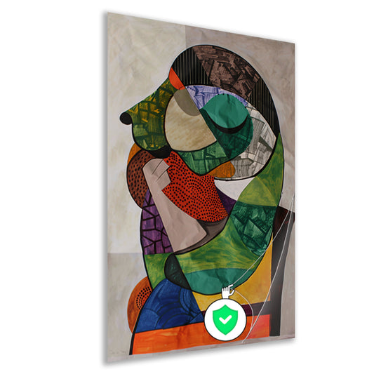 Abstract Kubistisch Portret in Levendige Kleuren poster