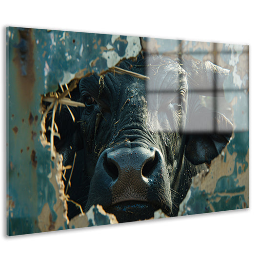 Buffel Breekt Door Verweerde Muur acrylglas