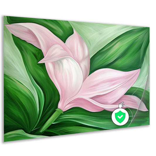 Abstracte tulpenkunst met groene bladeren poster