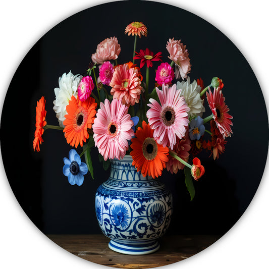 Uitgebreide collectie bloemen in een decoratieve vaas forex muurcirkel