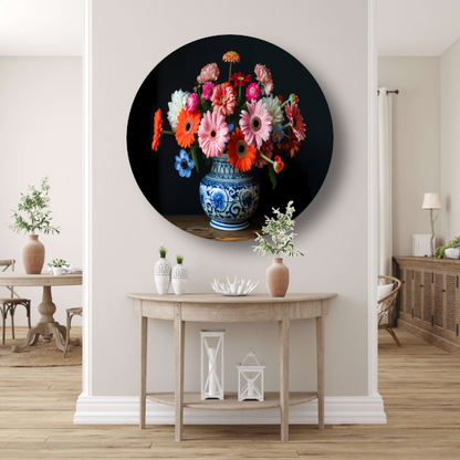 Uitgebreide collectie bloemen in een decoratieve vaas forex muurcirkel