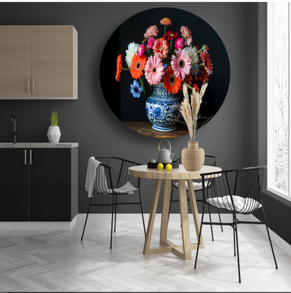 Uitgebreide collectie bloemen in een decoratieve vaas forex muurcirkel