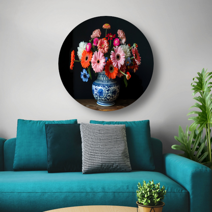 Uitgebreide collectie bloemen in een decoratieve vaas forex muurcirkel