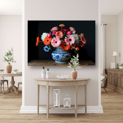 Uitgebreide collectie bloemen in een decoratieve vaas canvas