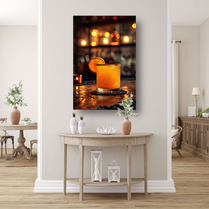 Gouden cocktail met citroenschijfje canvas met baklijst