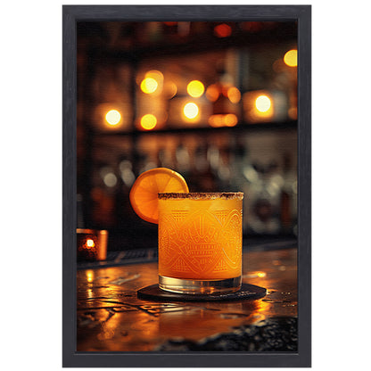 Gouden cocktail met citroenschijfje canvas met baklijst