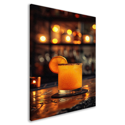 Gouden cocktail met citroenschijfje canvas