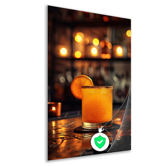 Gouden cocktail met citroenschijfje poster