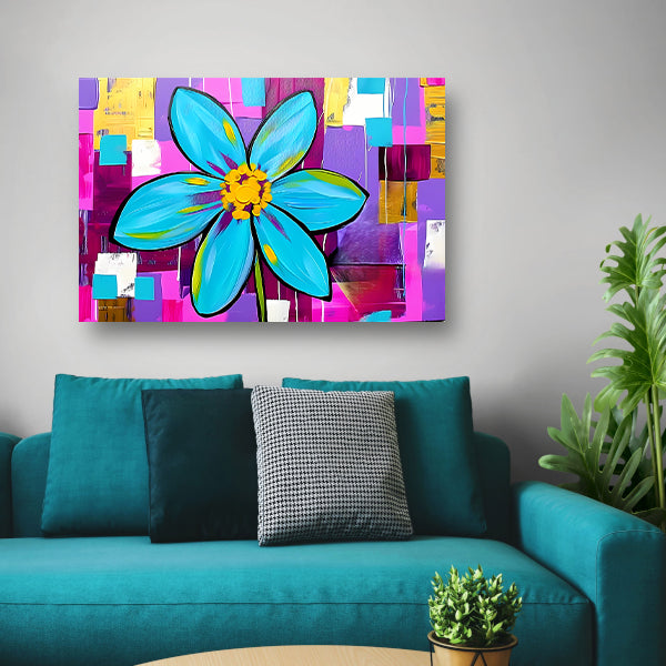 Kleurrijke bloem op abstracte achtergrondposter